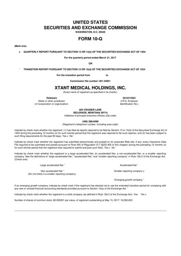 Vorschaubild Xtant Medical 10-Q Quartalsbericht  