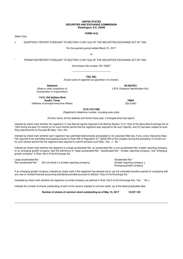Thumbnail TSS, Inc. 10-Q Quarterly Report FY2017 