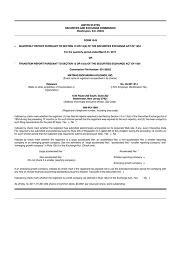 Thumbnail Matinas BioPharma 10-Q Quarterly Report FY2017 