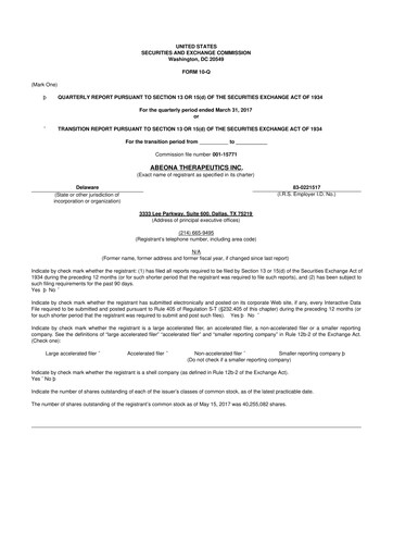 Vorschaubild Abeona Therapeutics
 10-Q Quartalsbericht 2017 