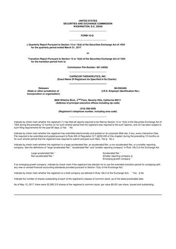 Thumbnail Capricor Therapeutics
 10-Q Quarterly Report FY 