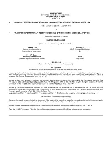 Thumbnail Limbach Holdings 10-Q Quarterly Report FY2017 