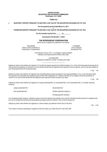 Thumbnail The InterGroup Corporation 10-Q Quarterly Report FY2017 