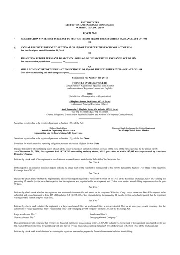 Thumbnail Formula Systems
 20-F Annual Report 