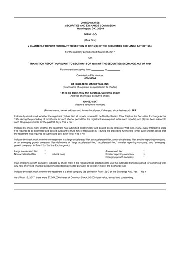 Miniature KULR Technology Group 10-Q Rapport trimestriel 2017 