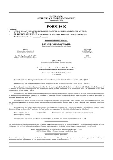 Thumbnail RBC Bearings 10-K Annual Report 2017