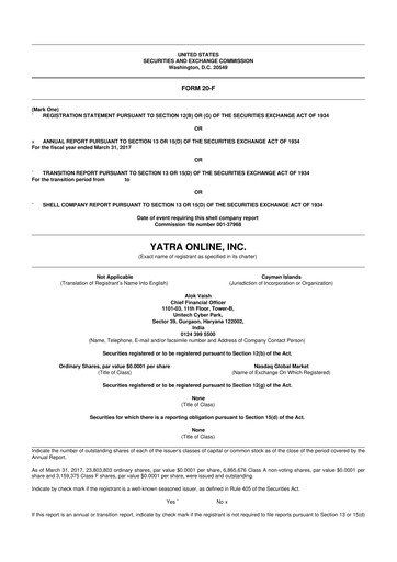 Vorschaubild Yatra 20-F Jahresbericht 