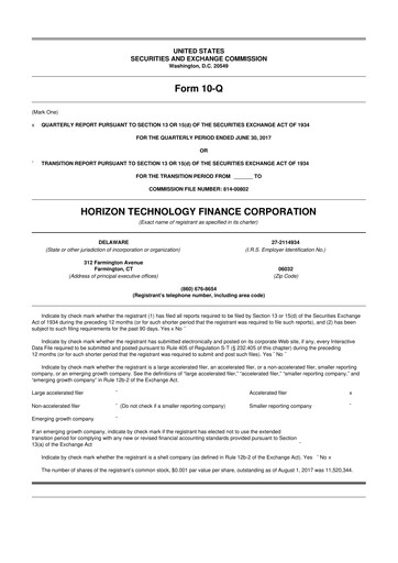 Vorschaubild Horizon Technology Finance 10-Q Quartalsbericht  