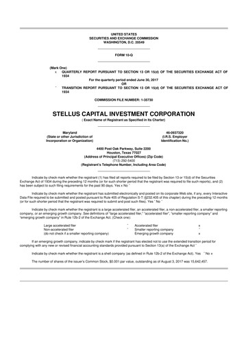 Thumbnail Stellus Capital Investment Corporation 10-Q Quarterly Report FY 