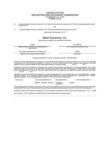 Thumbnail Steel Dynamics
 10-Q Quarterly Report FY2017 