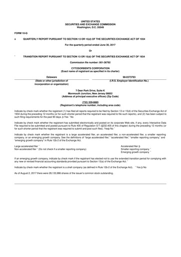 Miniature Cytosorbents 10-Q Rapport trimestriel  