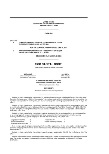 Miniature Oxford Square Capital
 10-Q Rapport trimestriel  