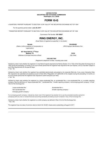 Miniature Ring Energy
 10-Q Rapport trimestriel 2017 