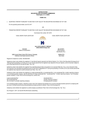 Thumbnail Hallador Energy Company
 10-Q Quarterly Report FY2017 