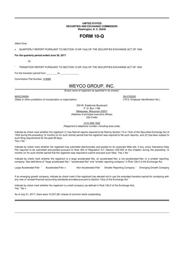 Thumbnail Weyco Group 10-Q Quarterly Report FY2017 