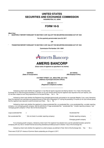 Miniature Ameris Bancorp
 10-Q Rapport trimestriel 2017 