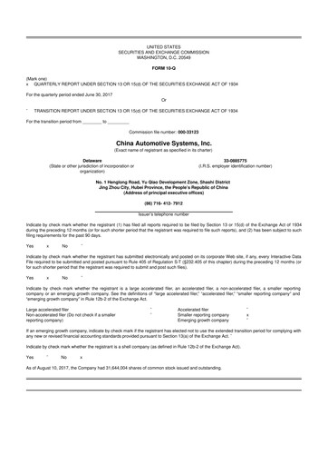 Thumbnail China Automotive Systems 10-Q Quarterly Report FY2017 