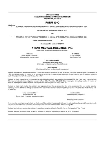 Vorschaubild Xtant Medical 10-Q Quartalsbericht  