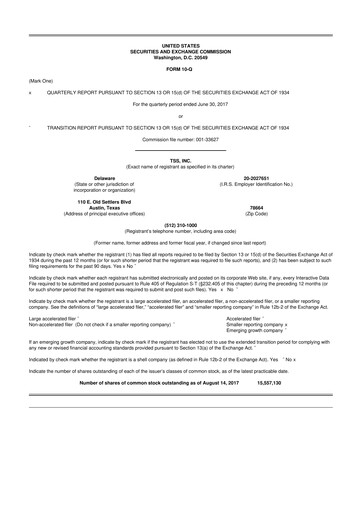 Thumbnail TSS, Inc. 10-Q Quarterly Report FY2017 