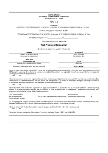 Miniature TechPrecision 10-Q Rapport trimestriel 2018 