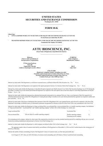 Thumbnail Aytu BioScience
 10-K Annual Report 2017