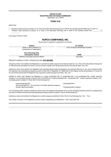 Thumbnail Hurco Companies 10-Q Quarterly Report FY2017 