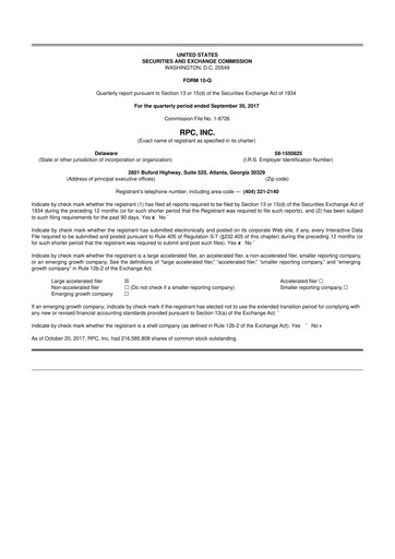 Miniature RPC, Inc. 10-Q Rapport trimestriel 2017 