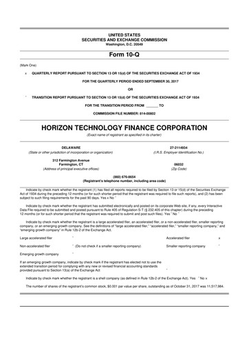 Vorschaubild Horizon Technology Finance 10-Q Quartalsbericht  