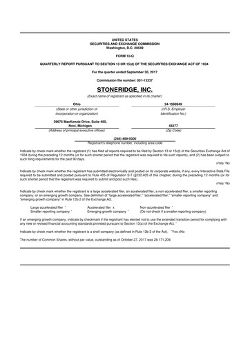 Thumbnail Stoneridge 10-Q Quarterly Report FY2017 