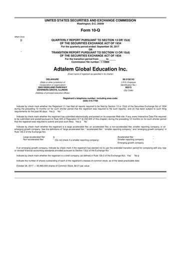 Miniature Adtalem Global Education
 10-Q Rapport trimestriel  
