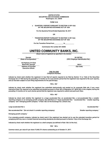 Thumbnail United Community Bank 10-Q Quarterly Report FY 