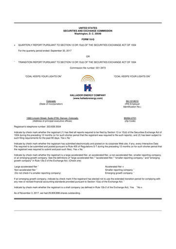 Thumbnail Hallador Energy Company
 10-Q Quarterly Report FY2017 