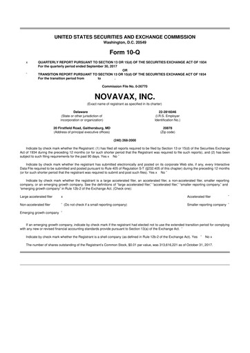 Thumbnail Novavax 10-Q Quarterly Report FY2017 