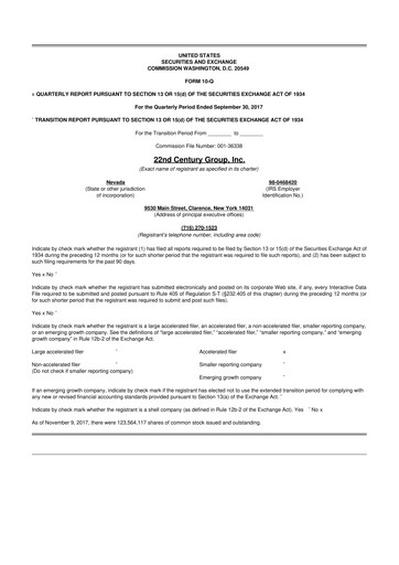 Thumbnail 22nd Century Group
 10-Q Quarterly Report FY2017 