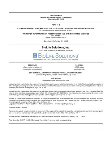 Thumbnail Biolife Solutions
 10-Q Quarterly Report FY 