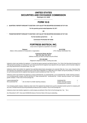 Thumbnail Fortress Biotech
 10-Q Quarterly Report FY2017 