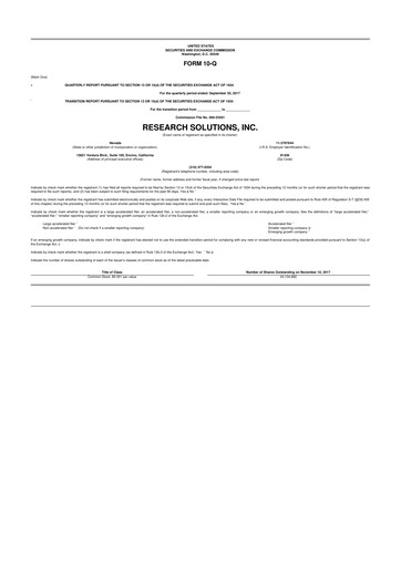 Thumbnail Research Solutions 10-Q Quarterly Report FY2018 