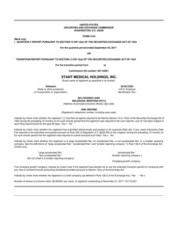 Vorschaubild Xtant Medical 10-Q Quartalsbericht  