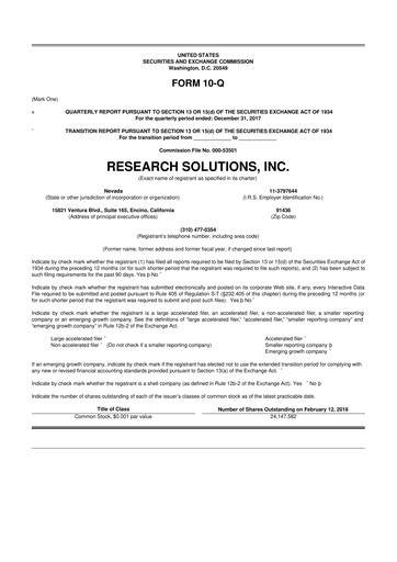 Thumbnail Research Solutions 10-Q Quarterly Report FY2018 