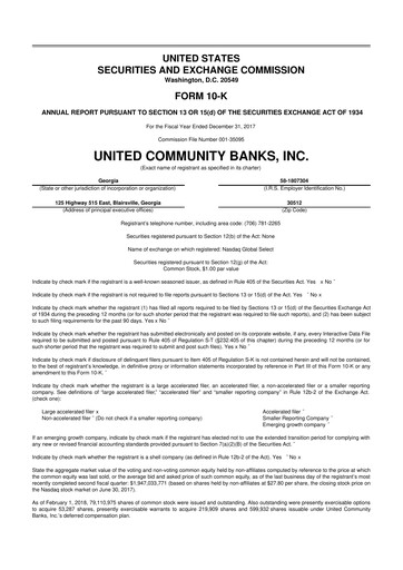 Thumbnail United Community Bank 10-K Annual Report 