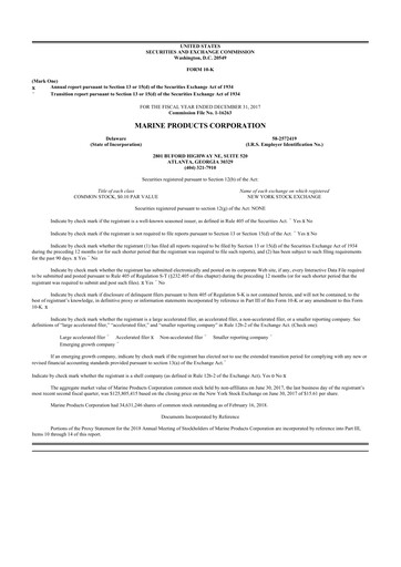 Thumbnail Marine Products Corporation 10-K Annual Report 2017