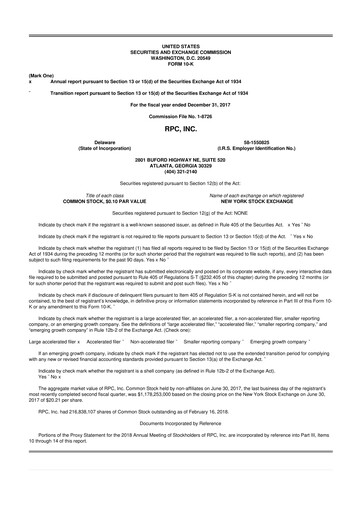 Thumbnail RPC, Inc. 10-K Annual Report 2017