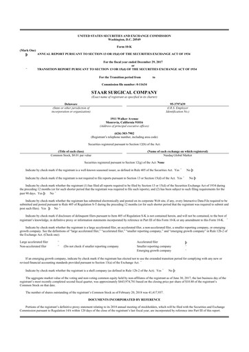 Thumbnail STAAR Surgical 10-K Annual Report 2017