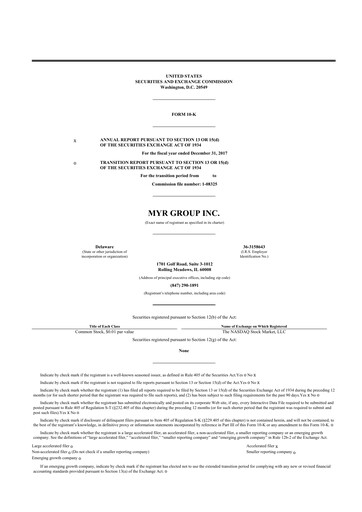 Thumbnail MYR Group 10-K Annual Report 2017