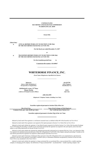 Thumbnail WhiteHorse Finance 10-K Annual Report 