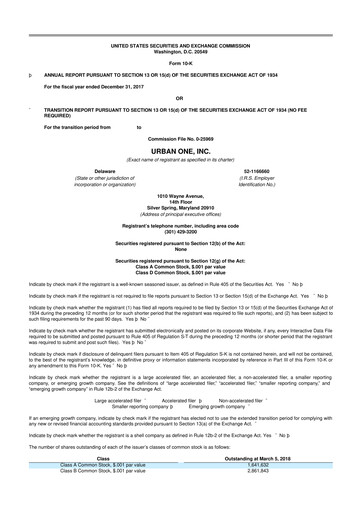 Thumbnail Urban One
 10-K Annual Report 2017