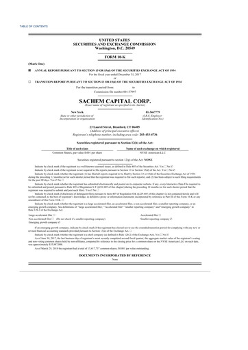 Thumbnail Sachem Capital
 10-K Annual Report 2017