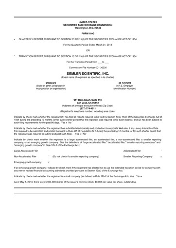 Thumbnail Semler Scientific
 10-Q Quarterly Report FY2018 