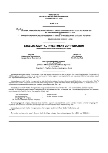 Thumbnail Stellus Capital Investment Corporation 10-Q Quarterly Report FY 