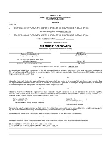 Thumbnail Marcus Corporation
 10-Q Quarterly Report FY2018 